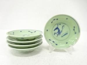 染付青磁　小皿　5客揃